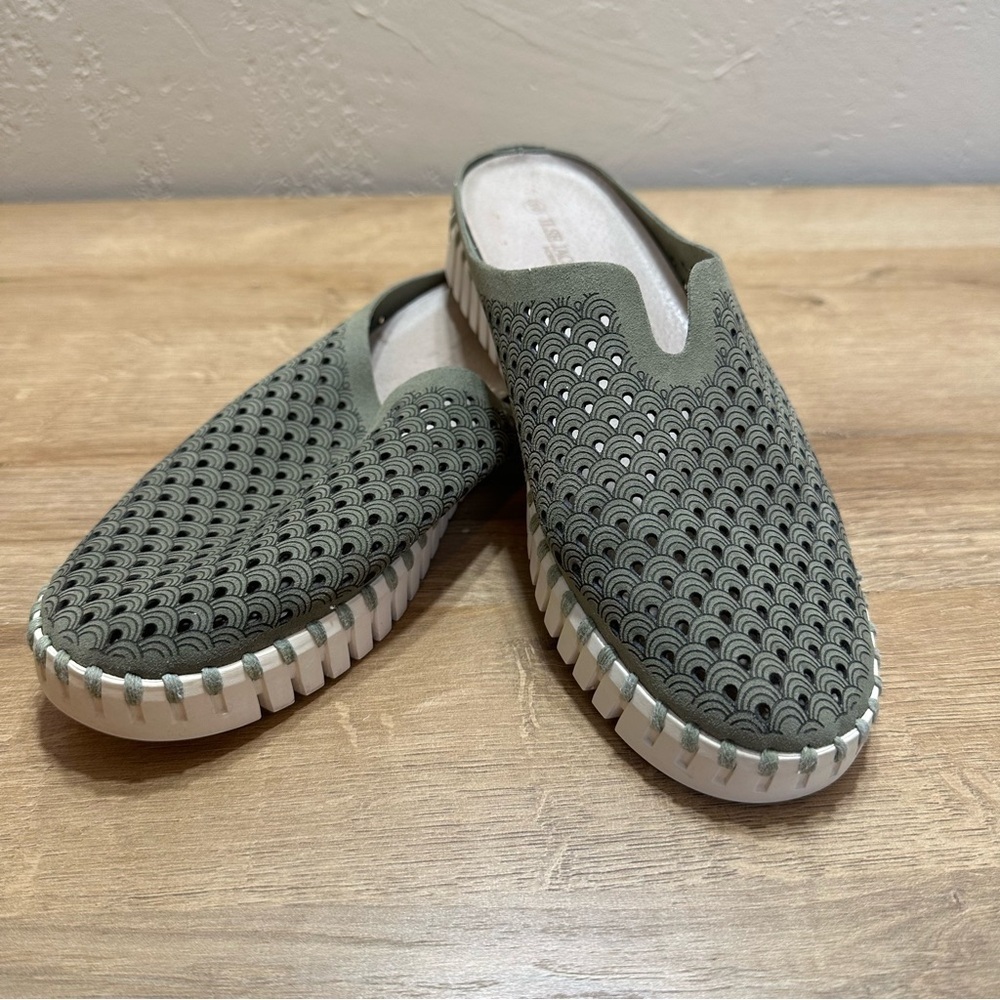 Ilse Jacobsen Leather Tulip Slip On‎ Olive Comfort